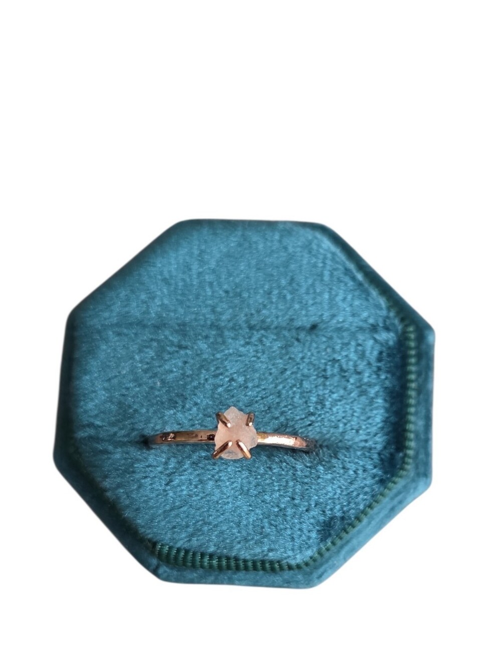 Size 8 Delicate Rose Quartz Rose Gold Toned Starburst Ring